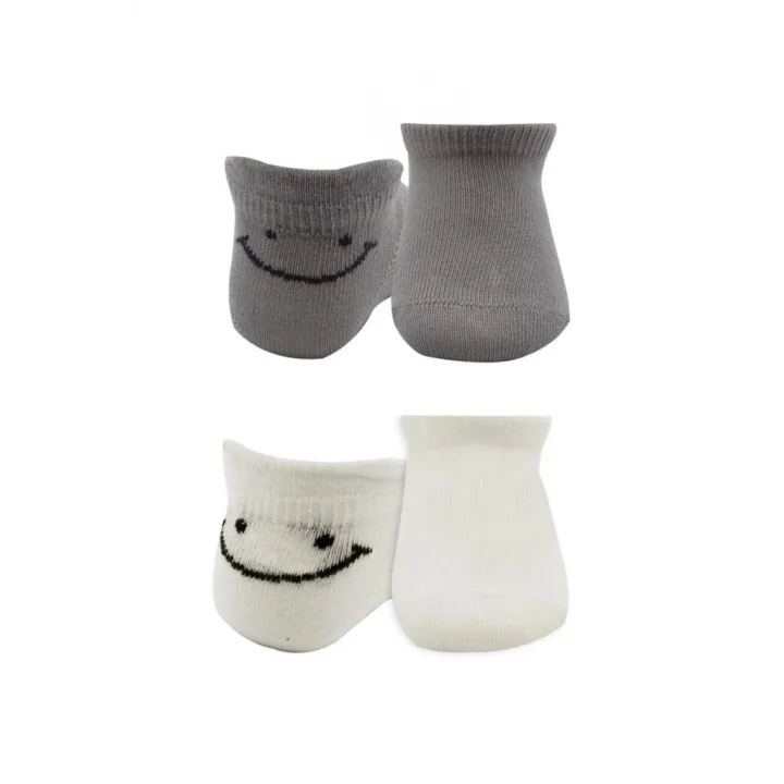 Mey İthalat®   2Li Sneakers Smile Penye Çorap 20106 Gri Ekru