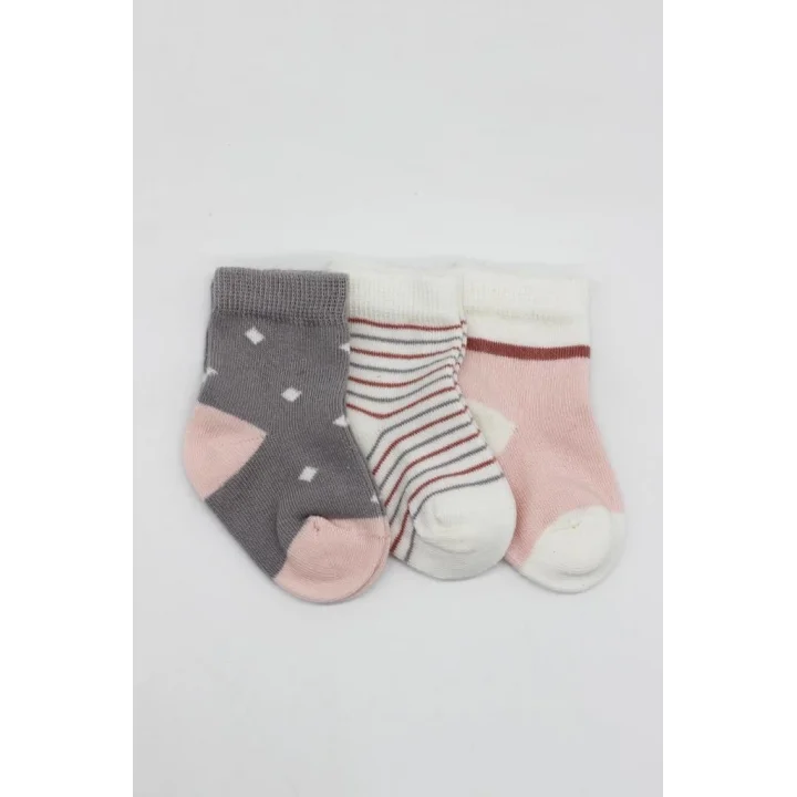 Mey İthalat®   3Lü Penye Kız Soket Çorap 10112 Gri