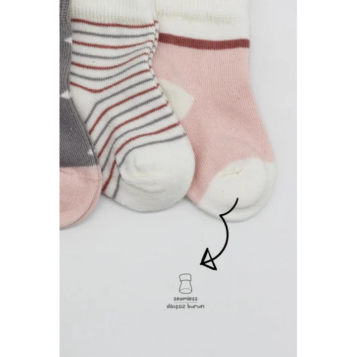 Mey İthalat®   3Lü Penye Kız Soket Çorap 10112 Gri
