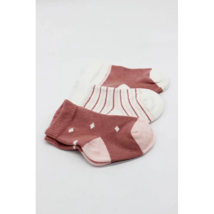 Mey İthalat®   3Lü Penye Kız Soket Çorap 10112 Pudra