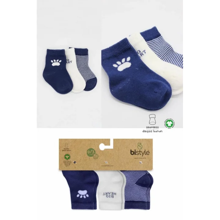 Mey İthalat®   3Lü Penye Soket Çorap 10110 İndigo