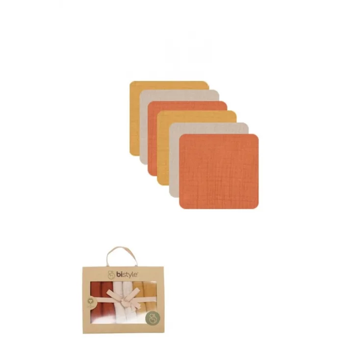 Mey İthalat® 6lı Müslin Mendil 20x20 cm 90106 Kiremit Bej Hardal