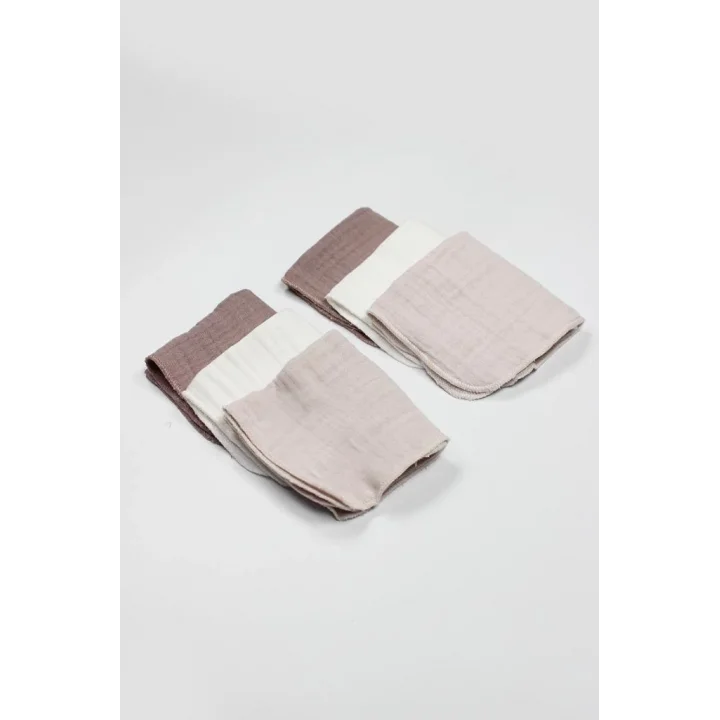 Mey İthalat® 6lı Müslin Mendil 20x20 cm 90106 Taş Ekru Antrasit