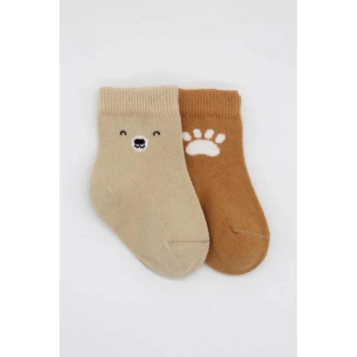 Mey İthalat®  Bear Penye Soket Çorap 2Li BS10116 Bej