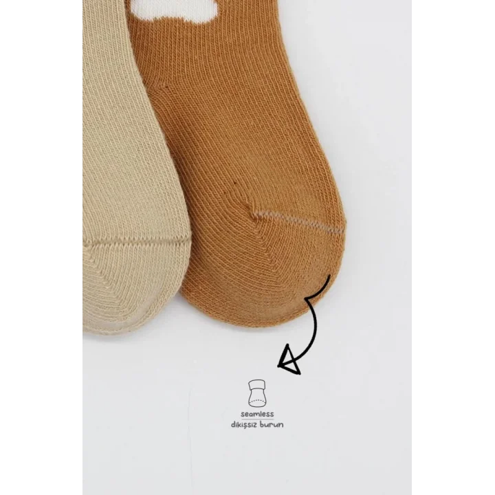 Mey İthalat®  Bear Penye Soket Çorap 2Li BS10116 Bej