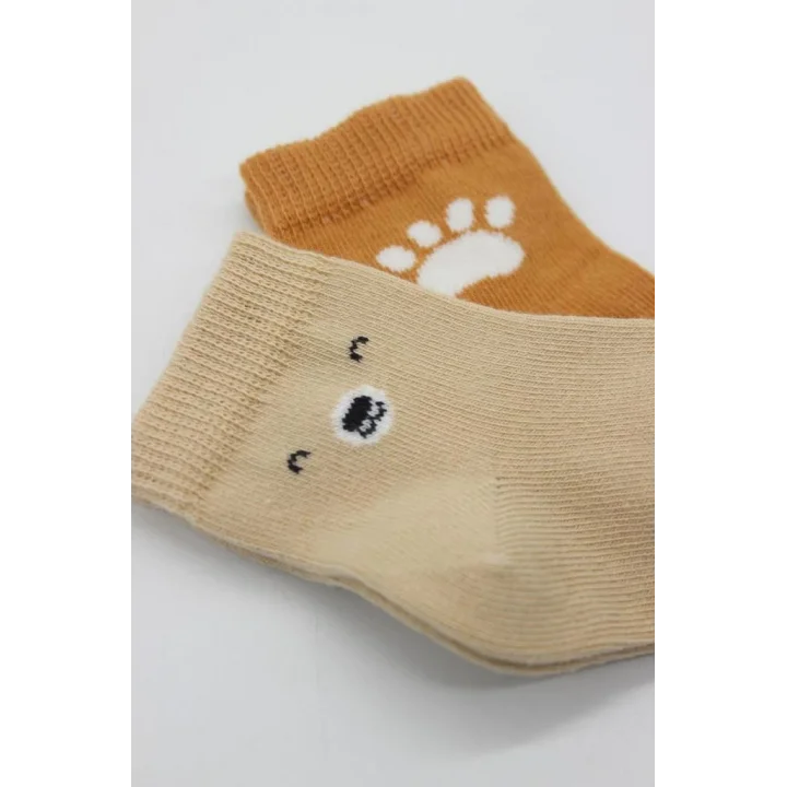 Mey İthalat®  Bear Penye Soket Çorap 2Li BS10116 Bej