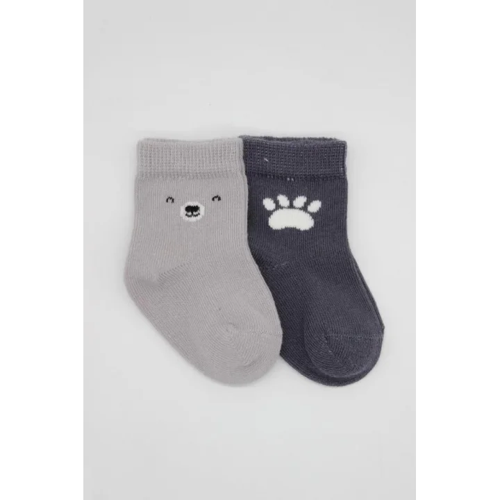 Mey İthalat®  Bear Penye Soket Çorap 2Li BS10116 Gri