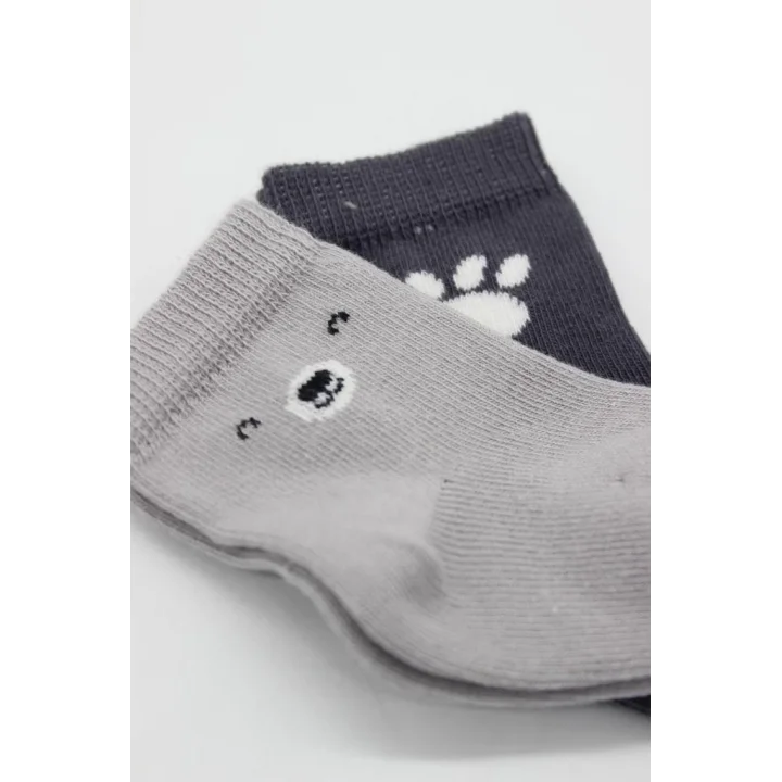 Mey İthalat®  Bear Penye Soket Çorap 2Li BS10116 Gri