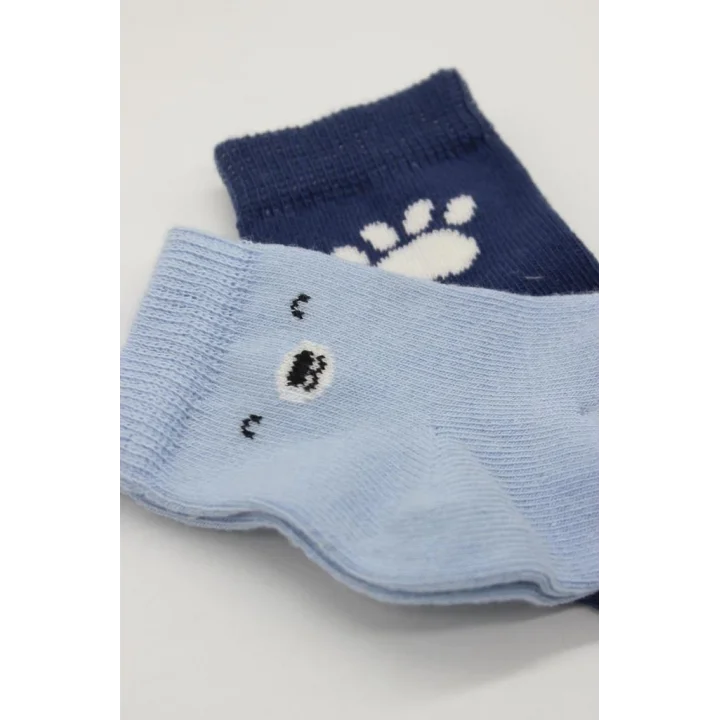 Mey İthalat®   2Li Bear Penye Soket Çorap 10116 Mavi