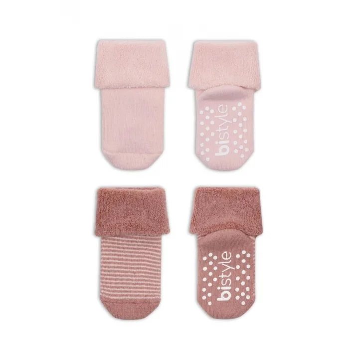 Mey İthalat®   2Li Çemberli Kaymaz Havlu Soket Çorap 10503 Pudra Pembe