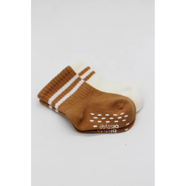 Mey İthalat®   2Li Çemberli Kaymaz Soket Çorap 10125 Ekru Hardal