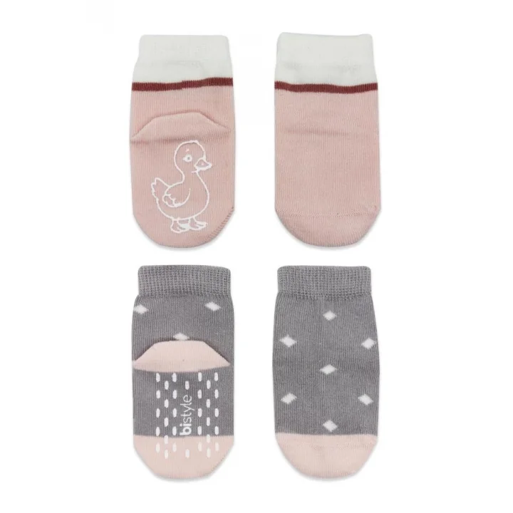 Mey İthalat®   2Li Hayvan Figür Kaymaz Kız Soket Çorap 10120 Gri