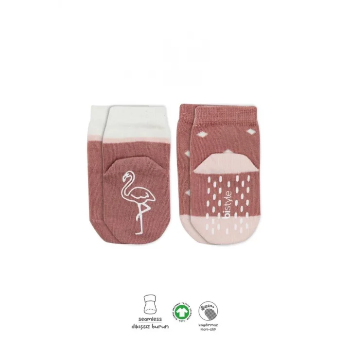 Mey İthalat®   2Li Hayvan Figür Kaymaz Kız Soket Çorap 10120 Pudra