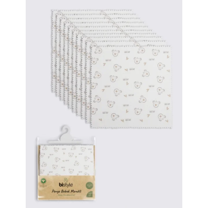 Mey İthalat®   Koala 20x20 10Lu Penye Mendil 90165 Ekru