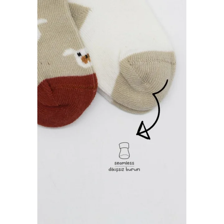 Mey İthalat®   2Li Love Dog Penye Soket Çorap 10118 Bej