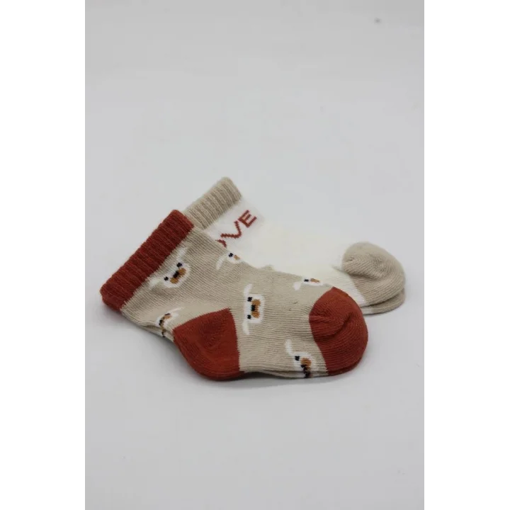 Mey İthalat®   2Li Love Dog Penye Soket Çorap 10118 Bej