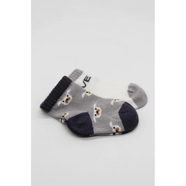 Mey İthalat®   2Li Love Dog Penye Soket Çorap 10118 Gri