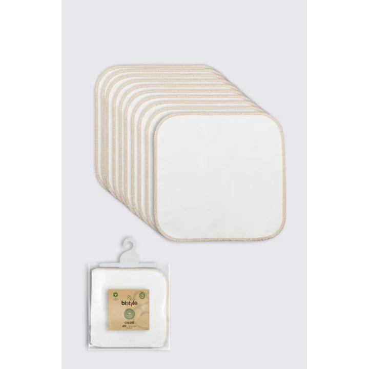 Mey İthalat®   Organik 28x28 10Lu Penye Mendil 90101 Ekru