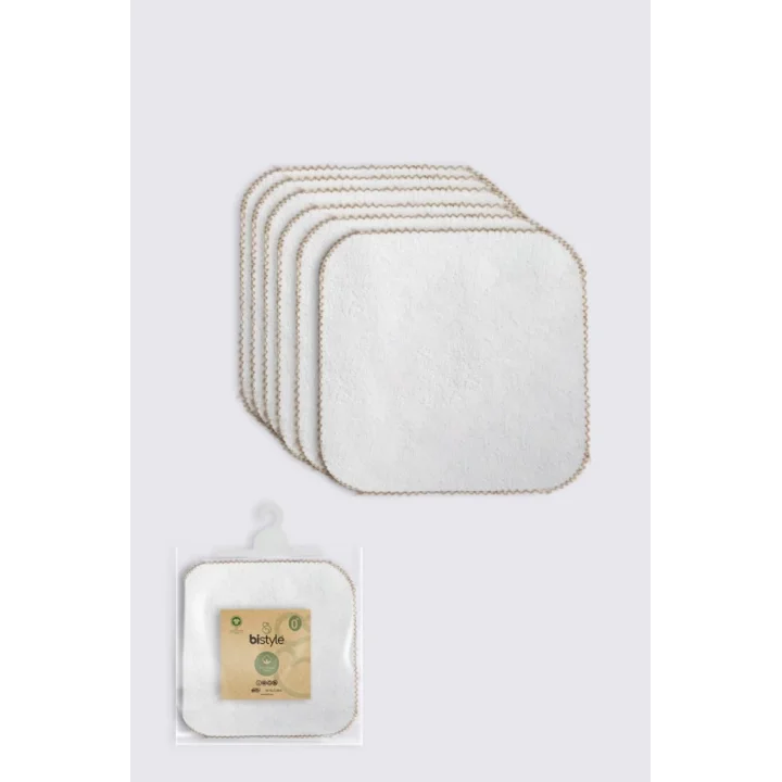 Mey İthalat®   Organik 28x28 6Lı Havlu Mendil 90105 Ekru
