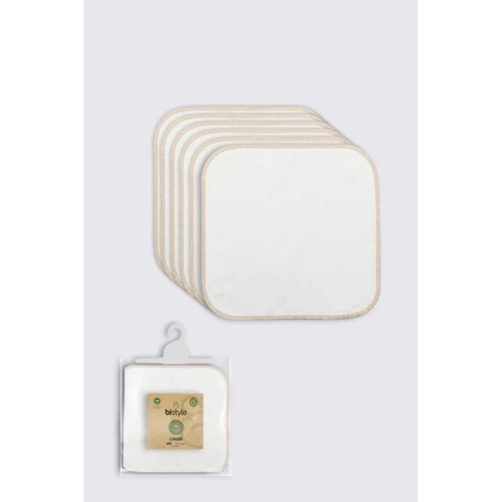 Mey İthalat®   Organik 28x28 6Lı Penye Mendil 90103 Ekru