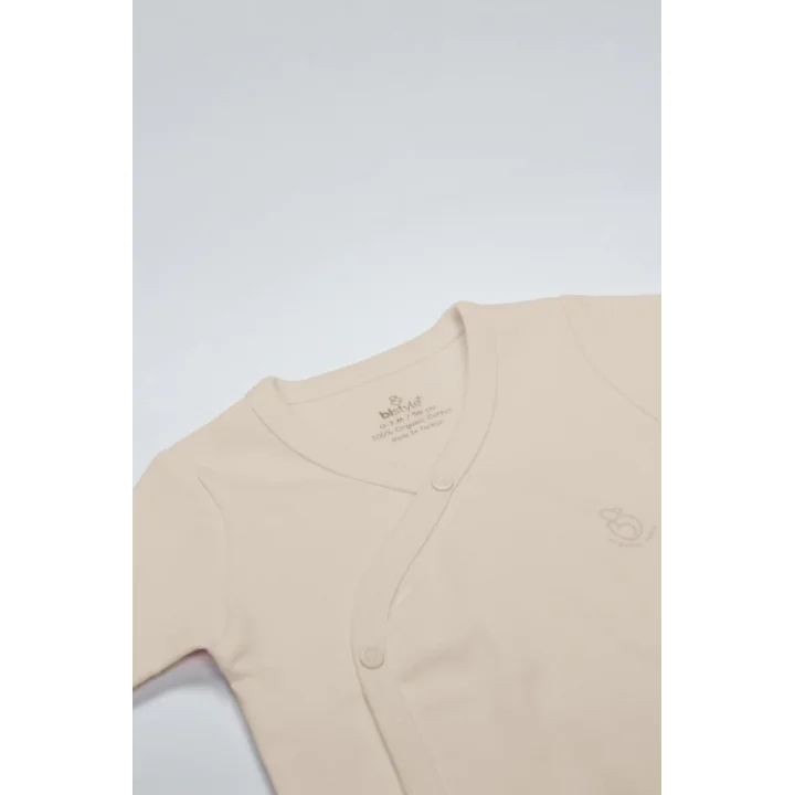 Mey İthalat®   Organik Natural Basic Style Kruvaze Yarım Kol Body BS17101 Bej