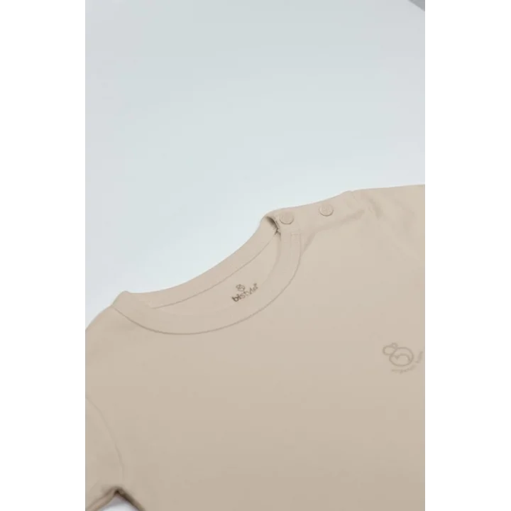 Mey İthalat®   Organik Natural Basic Style Yarım Kol Body BS17103 Bej