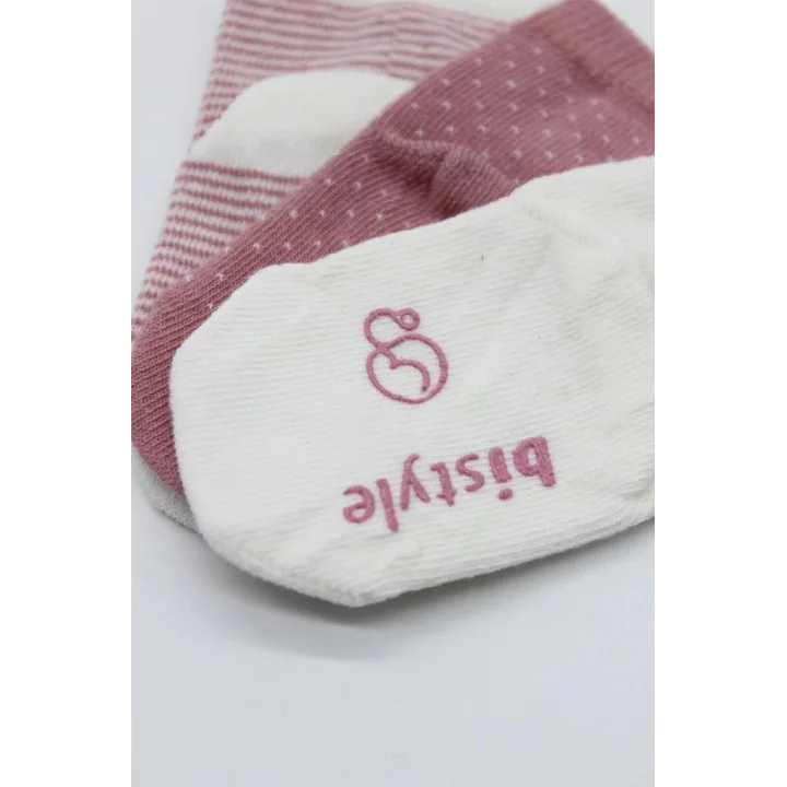 Mey İthalat®  Puanlı Kaymaz Penye Soket Çorap 3Lü BS10108 Pudra