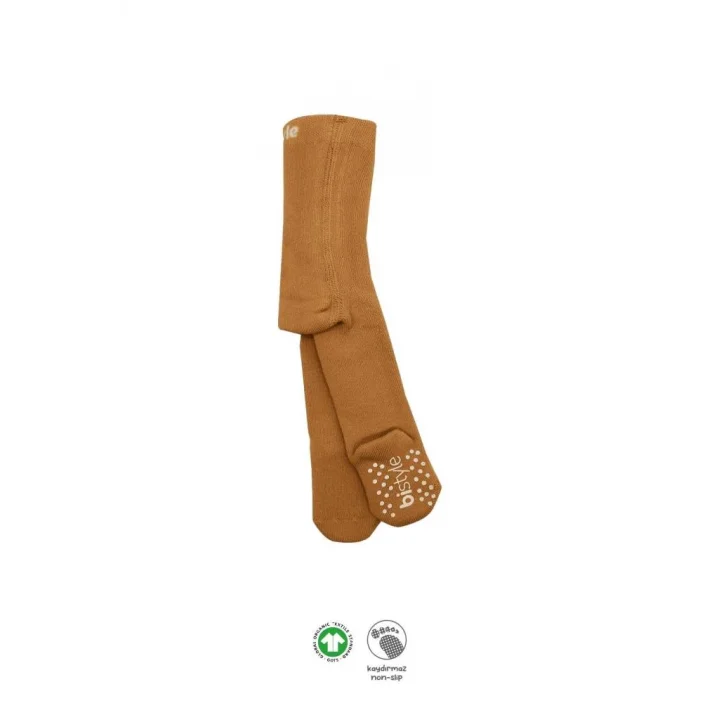Mey İthalat®   Tekli Kaymaz Mix Havlu Külotlu Çorap 50501 Hardal