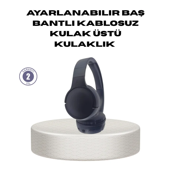 Mey İthalat® Bluetooth 5.0 Siyah Kablosuz Kulaklık 18 Saat Batarya Katlanabilir Tasarım