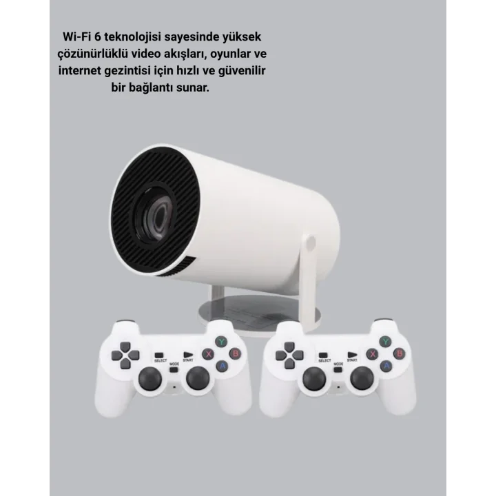 Mey İthalat® Bluetooth 5.0 ve Wi-Fi 6 Akıllı 4K Projeksiyon