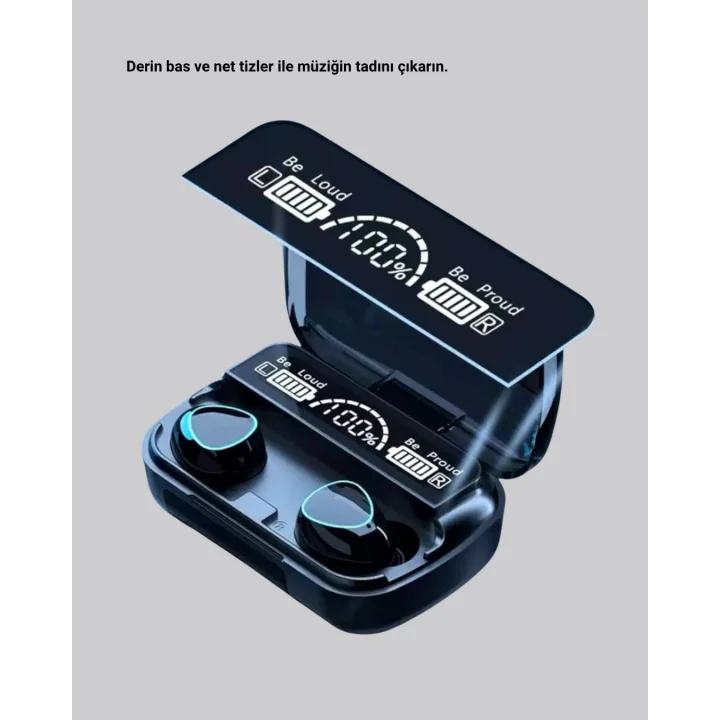 Mey İthalat® Bluetooth 5.1 M10 TWS Kulaklık Ergonomik Tasarım Yüksek Ses Kaliteli