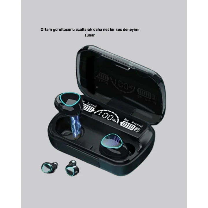 Mey İthalat® Bluetooth 5.1 M10 TWS Kulaklık Ergonomik Tasarım Yüksek Ses Kaliteli