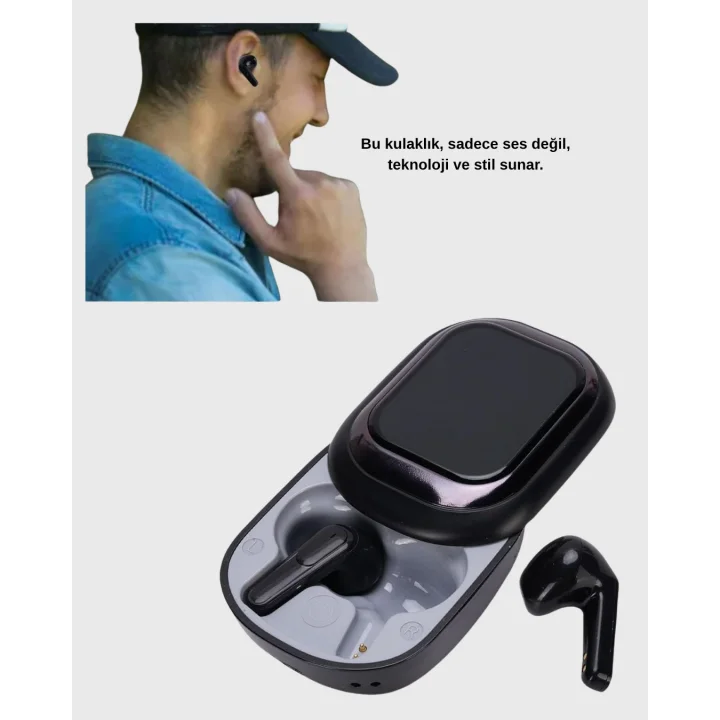 Mey İthalat® Bluetooth 5.4 Kulaklık – Gürültü Engelleme ve Akıllı Ekranlı Şarj Kutusu