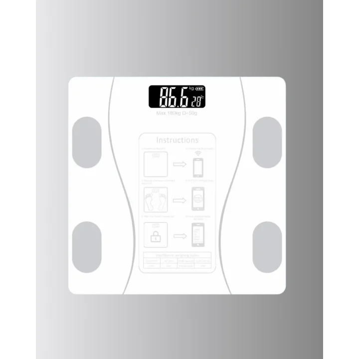 Mey İthalat® Bluetooth Akıllı Tartı – 8 Fonksiyonlu Dijital Baskül, 180 kg Kapasiteli