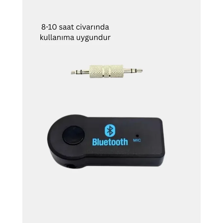 Mey İthalat® Bluetooth AUX Araç Kiti Eller Serbest Müzik Çalar Dahili Mikrofonlu