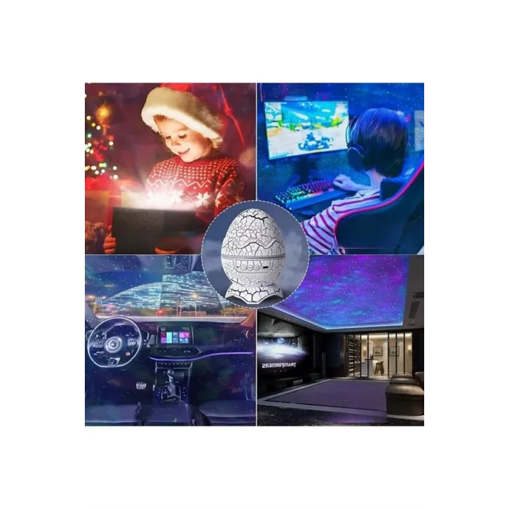 Mey İthalat® Bluetooth Hoparlör Dinozor Yumurtası Gece Masa Lambası Projektör