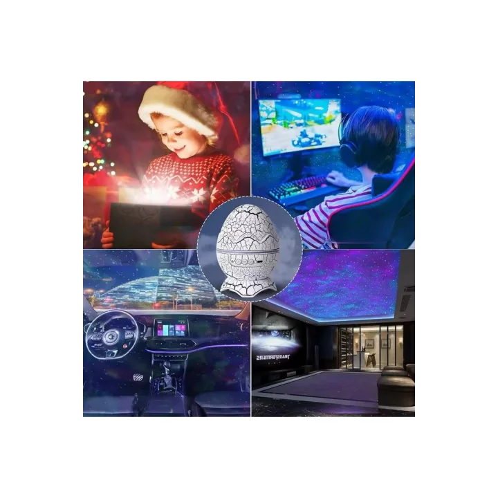 Mey İthalat® Bluetooth Hoparlör Dinozor Yumurtası Gece Masa Lambası Projektör