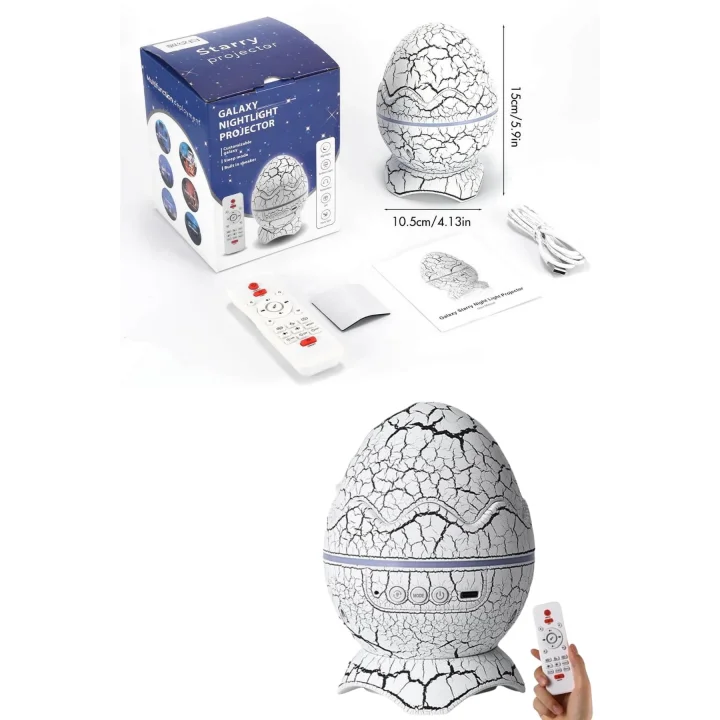 Mey İthalat® Bluetooth Hoparlör Dinozor Yumurtası Gece Masa Lambası Projektör