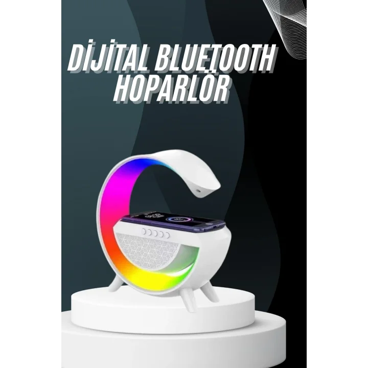 Mey İthalat® Bluetooth Hoparlör G Şekli Atmosfer Akıllı Rgb Lamba Wireless Kablosuz Şarj