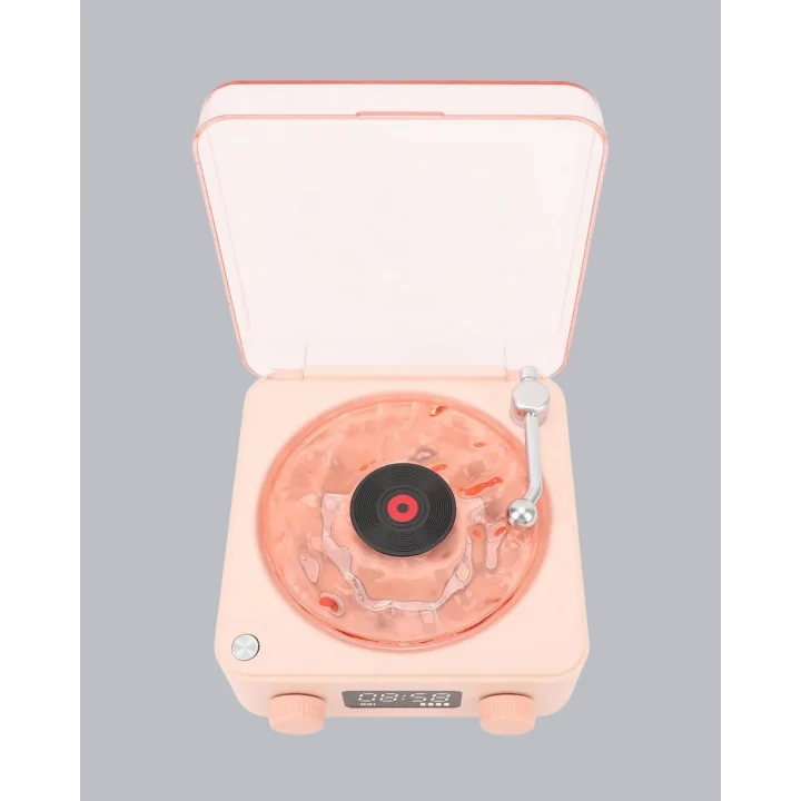 Mey İthalat® Bluetooth Hoparlörlü Gece Lambası Dijital Saatli Şeffaf Su Dalgası Işıklı Dekoratif