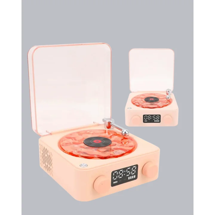 Mey İthalat® Bluetooth Hoparlörlü Gece Lambası Dijital Saatli Şeffaf Su Dalgası Işıklı Dekoratif