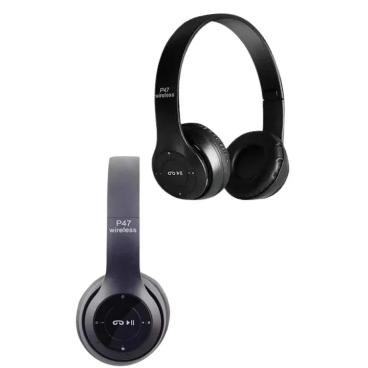 Mey İthalat® Bluetooth Kablosuz Kulaklık Siyah Wireless 5.0 Kulak Üstü Uzun Pil Ömrü