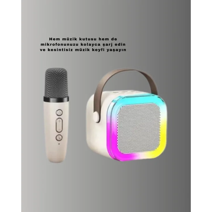 Mey İthalat® Bluetooth Karaoke Mikrofon ve Hoparlör Seti Taşınabilir