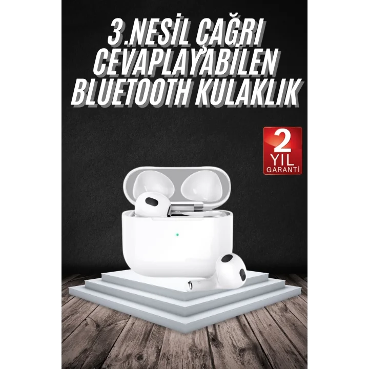 Mey İthalat® Bluetooth Kulaklık 3. Nesil Ios Android Uyumlu Yeni Nesil Wireless Charge