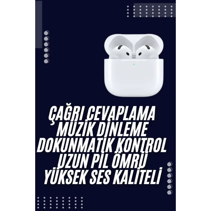 Mey İthalat® Bluetooth Kulaklık Beyaz Çağrı Cevaplama Dokunmatik Kontrol Kablosuz