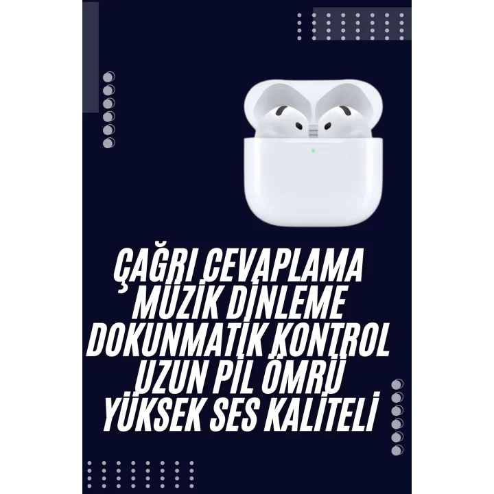 Mey İthalat® Bluetooth Kulaklık Beyaz Çağrı Cevaplama Dokunmatik Kontrol Kablosuz