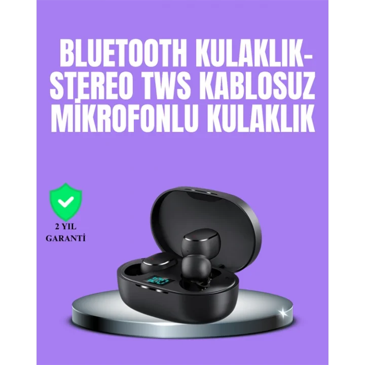 Mey İthalat® Bluetooth Kulaklık TWS Yüksek Ses Kaliteli Kesintisiz Dijital Göstergeli Kulaklık