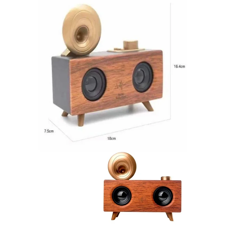 Mey İthalat® Bluetooth Nostalji Speaker Radyo Gramofon Ahşap Renk Vintage