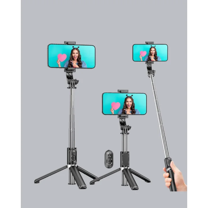 Mey İthalat® Bluetooth Selfie Çubuğu – 360° Dönebilen Başlık, Kablosuz Bağlantı