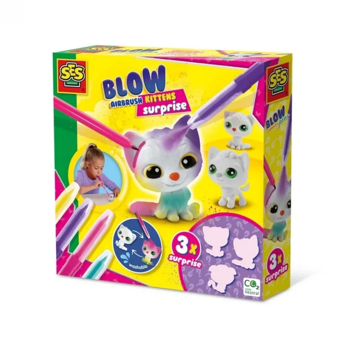 Mey İthalat® Boya Üfleme Kalemi 3x Kedicik Sürprizi